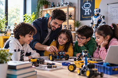 کار مربی رباتیک و تدریس پروژه‌های عملی به هنرجویان